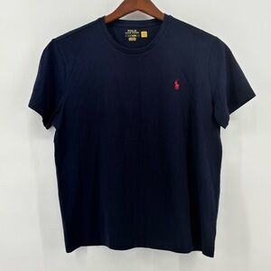 Polo Ralph Lauren Mens Navy Blue Red Pony Short Sleeve T-Shirt Size LG